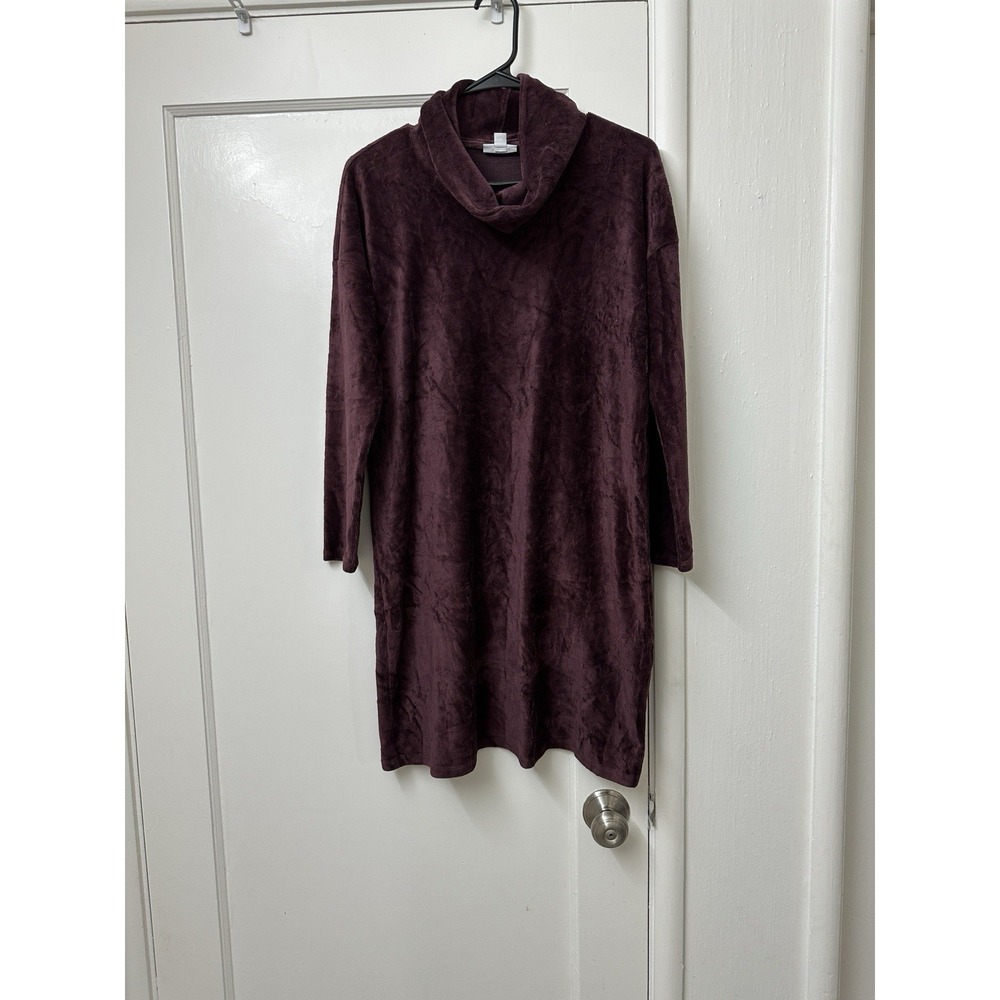 Pure Jill Womens S Petite Tunic Top Burgundy Velvet Turtleneck Fall Cowl Neck